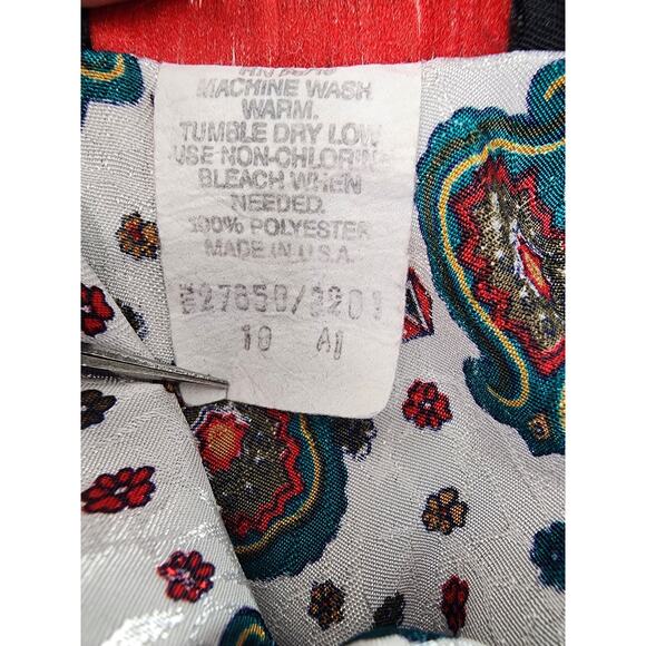 Vintage 80s Notations Silky Brocade Long Sleeve High Neck Blouse Size 10 Pleated - Picture 5 of 8